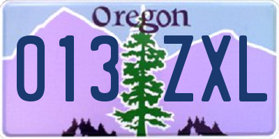 OR license plate 013ZXL