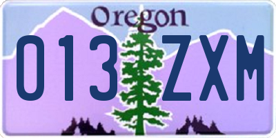 OR license plate 013ZXM
