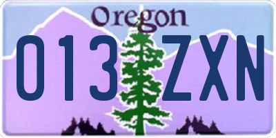 OR license plate 013ZXN