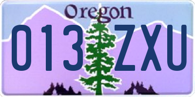 OR license plate 013ZXU