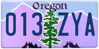 OR license plate 013ZYA