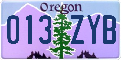 OR license plate 013ZYB