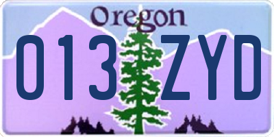 OR license plate 013ZYD