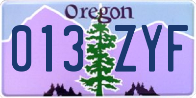 OR license plate 013ZYF