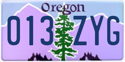OR license plate 013ZYG