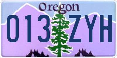 OR license plate 013ZYH