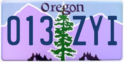 OR license plate 013ZYI