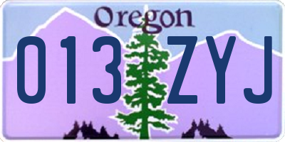 OR license plate 013ZYJ