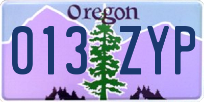 OR license plate 013ZYP