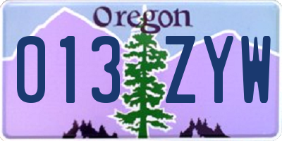 OR license plate 013ZYW