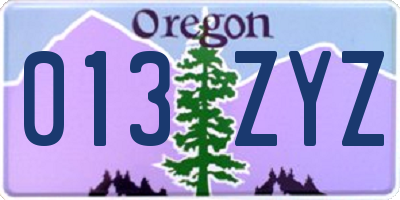 OR license plate 013ZYZ