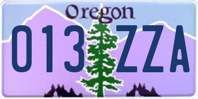 OR license plate 013ZZA