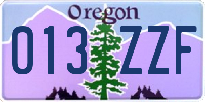 OR license plate 013ZZF