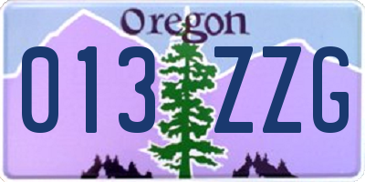 OR license plate 013ZZG