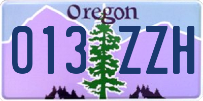 OR license plate 013ZZH