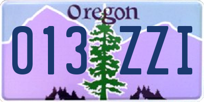 OR license plate 013ZZI