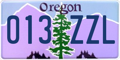 OR license plate 013ZZL