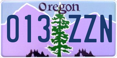 OR license plate 013ZZN