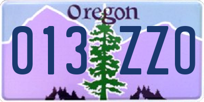 OR license plate 013ZZO