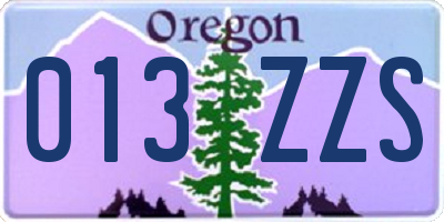 OR license plate 013ZZS