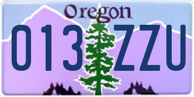 OR license plate 013ZZU