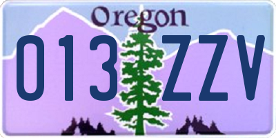 OR license plate 013ZZV