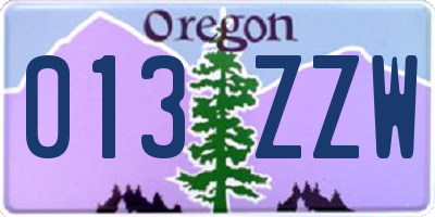 OR license plate 013ZZW