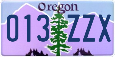 OR license plate 013ZZX