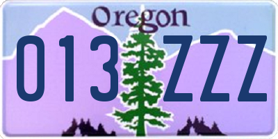OR license plate 013ZZZ