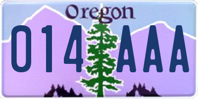 OR license plate 014AAA