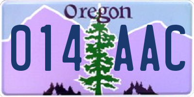 OR license plate 014AAC
