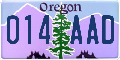 OR license plate 014AAD
