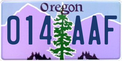 OR license plate 014AAF