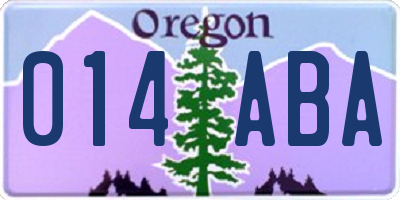 OR license plate 014ABA