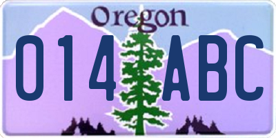 OR license plate 014ABC