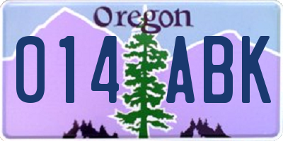 OR license plate 014ABK