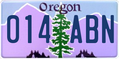 OR license plate 014ABN