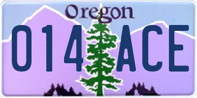 OR license plate 014ACE