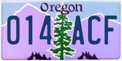 OR license plate 014ACF