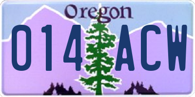 OR license plate 014ACW