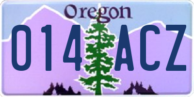OR license plate 014ACZ