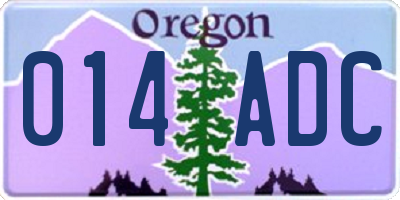 OR license plate 014ADC