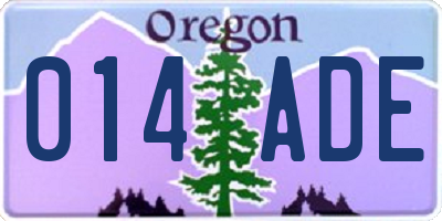 OR license plate 014ADE