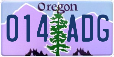 OR license plate 014ADG