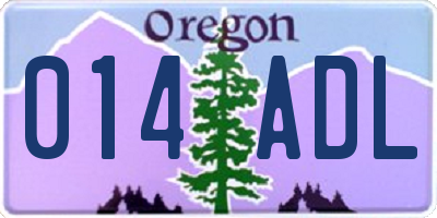 OR license plate 014ADL