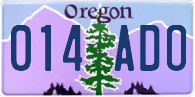 OR license plate 014ADO