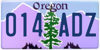 OR license plate 014ADZ