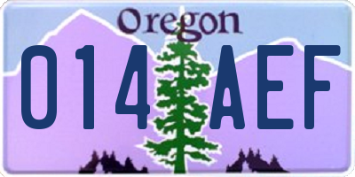 OR license plate 014AEF