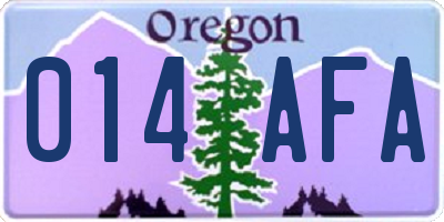 OR license plate 014AFA
