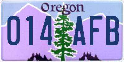 OR license plate 014AFB
